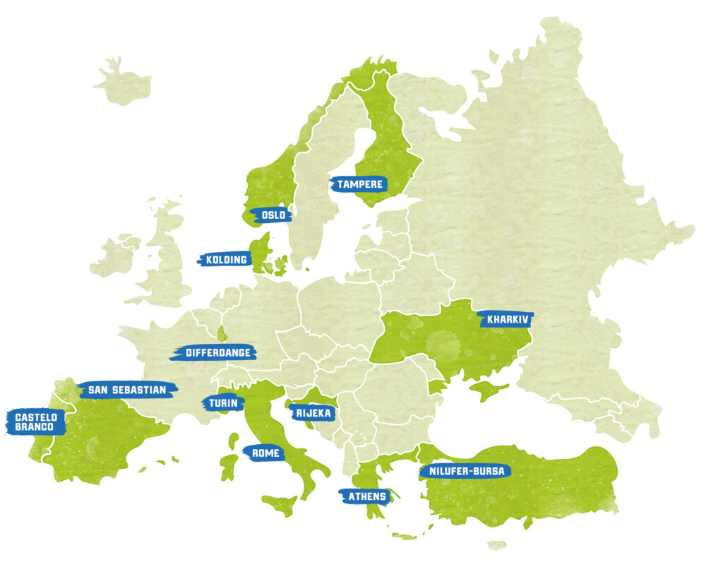 Mapa de ciudades participantes en el proyecto FUSILLI